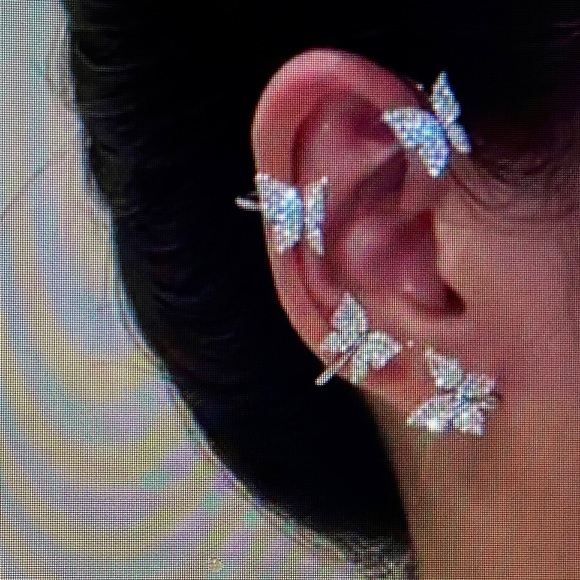 Unique, Elegant Butterfly Silver Clip-on Earrings (Right Side) - Picture 2 of 3